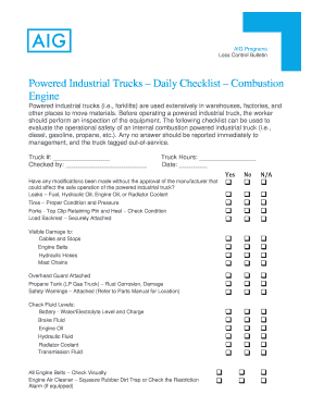 Powered Industrial Truck Daily Checklist