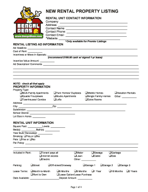 Rental Property Listing Form