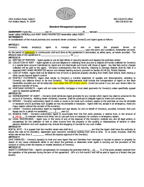 Standard Management Agreement