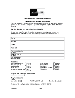 Season Ticket Renewal Application