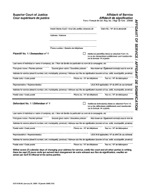 Ontario Affidavit of Service Form 8A