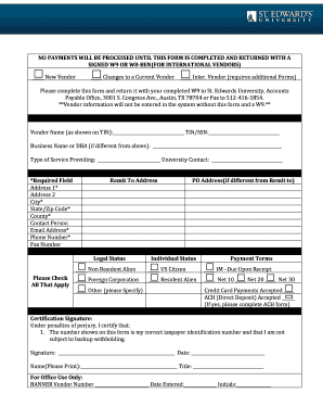 Vendor Information Form