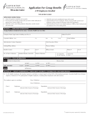 Coventry Health Care Group Benefits Application