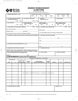 Blue Cross and Blue Shield of Kansas City Member Reimbursement Claim Form