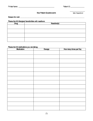 New Patient Questionnaire and Medical Records Release