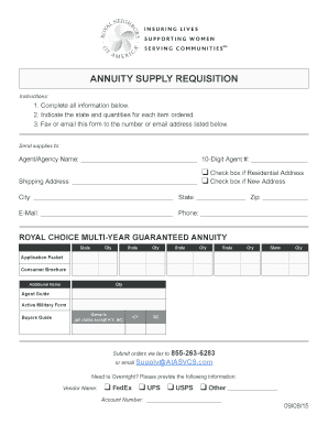 Annuity Supply Requisition Form