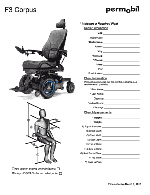 F3 Corpus Wheelchair Order Form