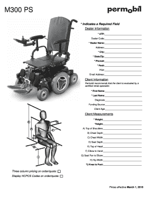 M300 PS Wheelchair Order Form