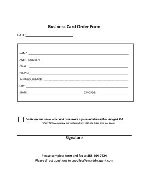 Business Card Order Form