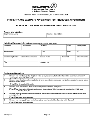 Property and Casualty Producer Appointment Application