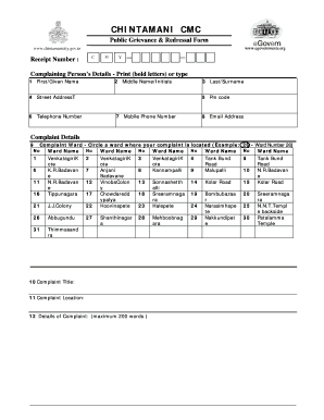 Chintamani Public Grievance Redressal Form