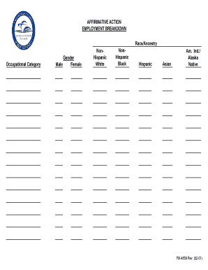 Affirmative Action Employment Breakdown Form