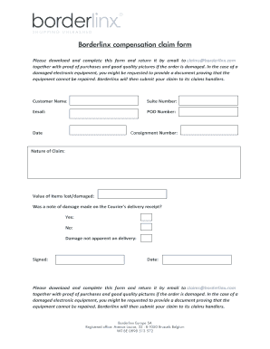 Borderlinx Compensation Claim Form