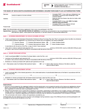 Scotiabank Shareholder Dividend & Share Purchase Plan Authorization Form