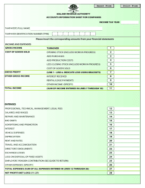 Malawi Company Income Tax Form