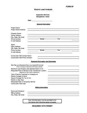 Electric Load Analysis Form