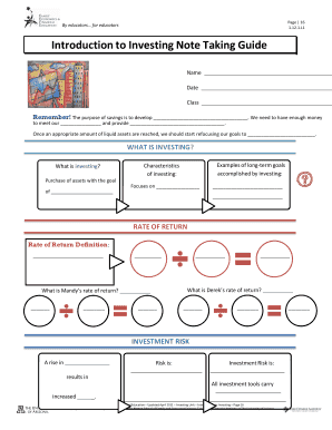 Introduction to Investing Note Taking Guide