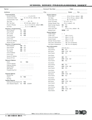 iComSL Series Programming Sheet