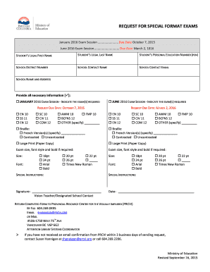 Request for Special Format Exams