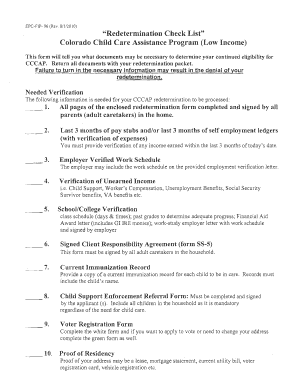 Colorado Child Care Assistance Redetermination Form