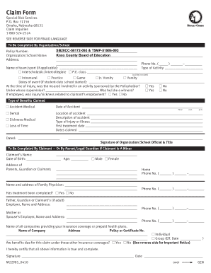 Special Risk Services Claim Form