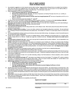 Fillable Online RACK STORAGE RULES Fax Email Print - pdfFiller
