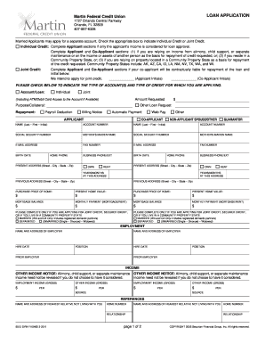 Martin Federal Credit Union Loan Application