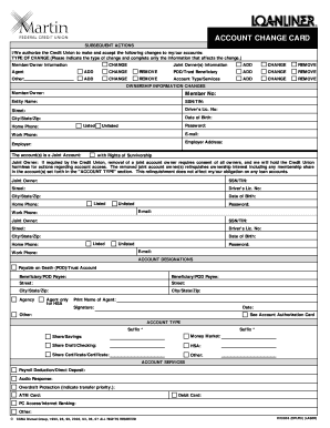 Account Change Card