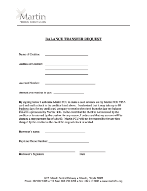 Balance Transfer Request Form