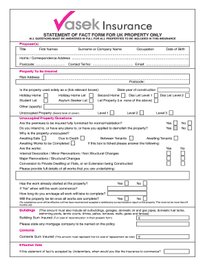 UK Property Insurance Statement of Fact Form