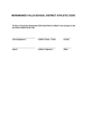 Menomonee Falls School District Athletic Code Agreement
