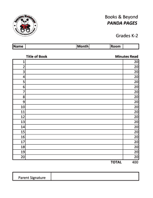 Reading Log for Grades K-2