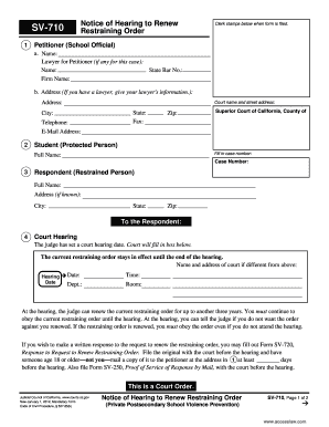 California Restraining Order Renewal Notice
