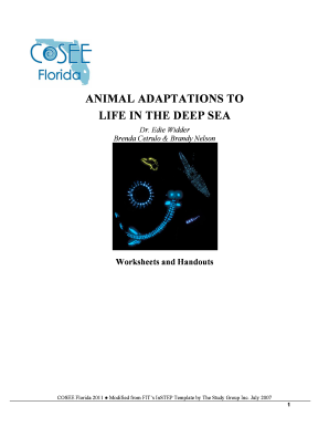 Animal Adaptations to Life in the Deep Sea Worksheet