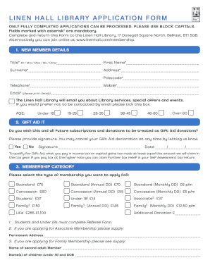 Linen Hall Library Membership Application Form