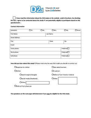 D2d Study Participation Form