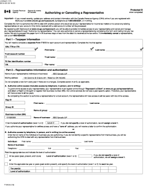 Canada Revenue Agency Representative Authorization Form