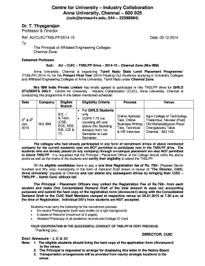 Tamil Nadu State Level Placement Programme Registration Form