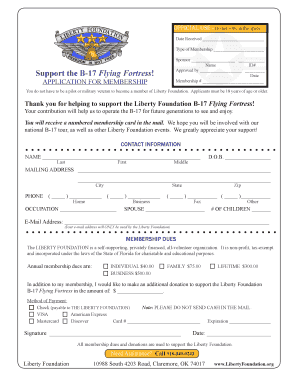 Liberty Foundation Membership Application