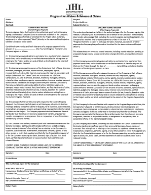 Progress Lien Waiver & Release of Claims