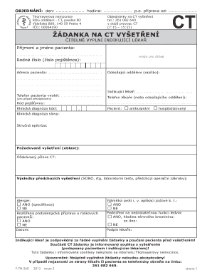 CT Examination Request Form