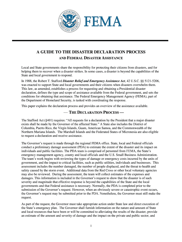 Fillable Online A GUIDE TO THE DISASTER DECLARATION PROCESS Fax Email ...