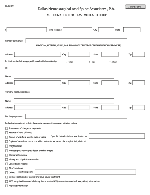 Authorization to Release Medical Records
