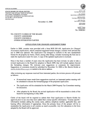 California Application for Changed Assessment