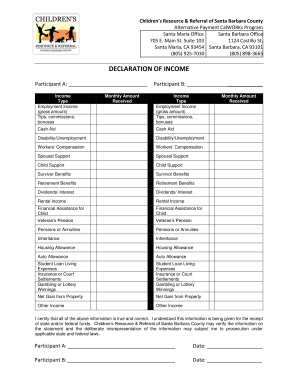 Declaration of Income for CalWORKs Program