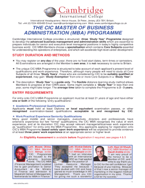 CIC MBA Programme Application Form