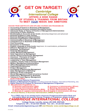 Cambridge International College Prospectus Request