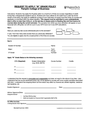 W Grade Policy Application Form