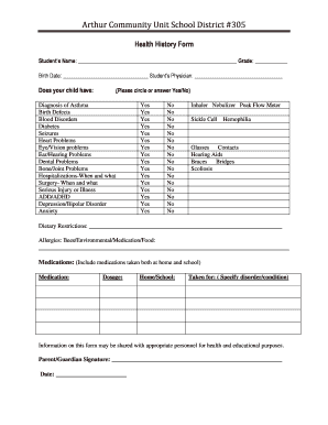 Health History Form