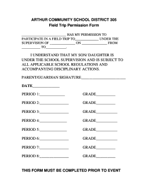 Field Trip Permission Form